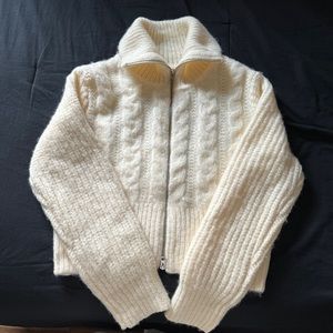 Cropped zip up sweater